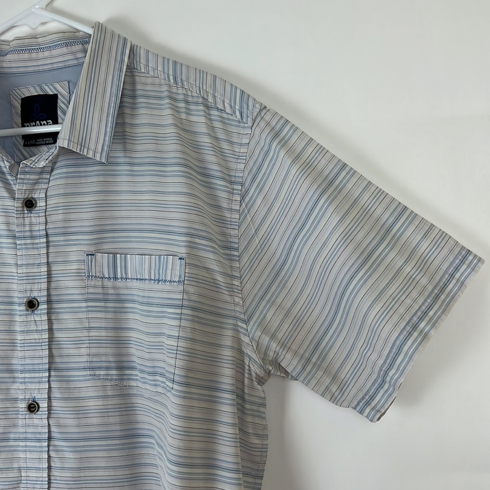 PRANA Men’s Breathe Short sleeve button down collar shirt Blue and White… - Picture 4 of 10
